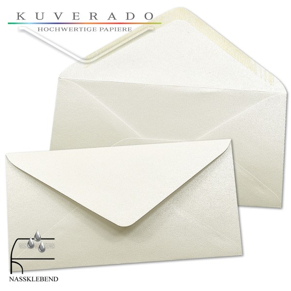 Glänzende Metallic Briefumschläge In Weiß Im Format Din Lang Kuverado